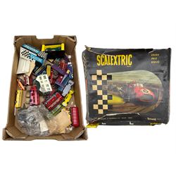 Tri-ang Scalextric GP3 , loose diecast buses and other diecast models and accessories in one box