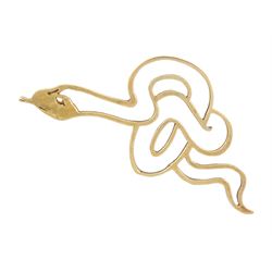 9ct gold coiled snake brooch, hallmarked