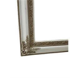 Large white framed mirror with foliate design and bevelled edge mirror 123cm x 95cm