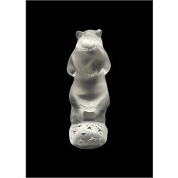 Lalique frosted glass model of a Performing Bear, engraved Lalique France to base, H8cm 