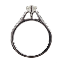 18ct white gold marquise cut diamond ring, with diamond set shoulders, total diamond weight approx 1.00 carat 
