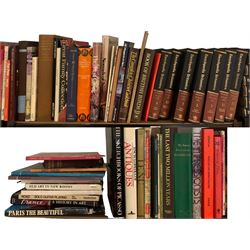 Quantity of assorted books including Encyclopaedia Britannica, Cescinsky and Gribble 'Early English Furniture', and other reference works on top shelf