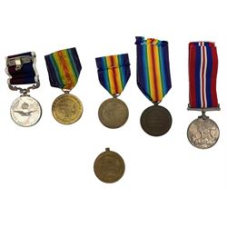 Elizabeth II Long Service medal to Chf. Tech. J O Rooney (T2746628) RAF,  WWI Victory medal to Rev. H.M.E.Gilliat, another to Sepoy Ahmed Buy, 90 Punjabis 2808, another to Labourer Daya, another Victory medal and a George VI named War medal to  A.R.Booty 149815