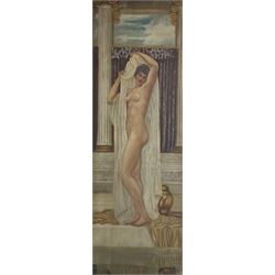 After Lord Frederic Leighton (British 1830-1896): 'The Bath of Psyche', 19th century oil on canvas unsigned 142cm x 48cm (unframed)