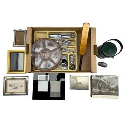 Kings pattern stainless steel cutlery,  table mats, silver photograph frame etc