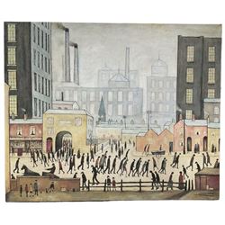 After Laurence Stephen Lowry (British 1887-1976): 'Coming From the Mill', oil on canvas unsigned 100cm x 121cm (unframed)