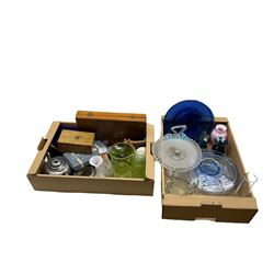 Quantity of glass including Mdina vase; together with canteen of cutlery and collection of silver plate in three boxes