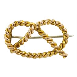 Early 20th century 9ct gold overhand knot brooch, approx 7.85gm