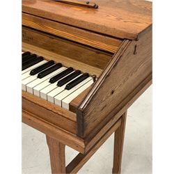 'Virgil Practice Clavier' - early 20th century dummy keyboard in oak case with folding trestle legs W137cm