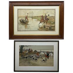 Frederick George Lewin (British 1861-1933): 'Too Late', chromolithograph signed and titled in pencil; after Cecil Aldin (British 1870-1935): 'The Fallowfield Hunt - The Death', chromolithograph pub. 1900 together with two early prints max 43cm x 72cm(4)