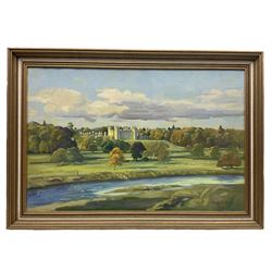 Margaret Peach (British 20th century) Floors Castle from the River Tweed, oil on canvas signed 40cm x 60cm
