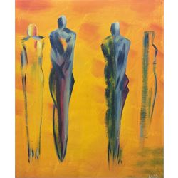 Ladd (20th century): Abstract Figures, oil on canvas signed 59cm x 49cm