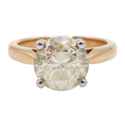 18ct rose gold round brilliant cut diamond ring hallmarked, diamond 3.50 carat