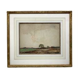 Kershaw Schofield (British 1872-1941): 'Ploughed Fields', watercolour signed 25cm x 32cm