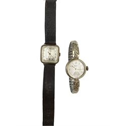Ladies Aviva gold cased wristwatch, on expanding gilt stainless steel bracelet strap and a gent's Trebex gold cased presentation wristwatch, on leather strap (2)
