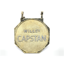 Wills's Capstan cast aluminium octagonal advertising sign, H54cm including hanging mounts, W45cm