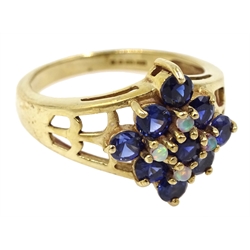  9ct gold sapphire and opal ring, hallmarked  