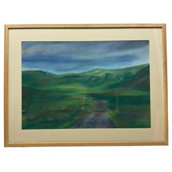 Martin J Popplewell (Northern British Contemporary): 'St Mary's Abbey York' and Dales Landscape, pair oil pastels signed, former titled verso 40cm x 58cm (2)