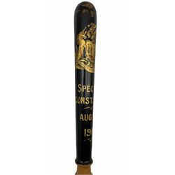 George V Police Special Constable presentation truncheon August 1911 with the coat of arms of Bristol and gilt lettering L39cm
