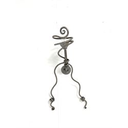 Set of four silvered wrought iron wall lights of scroll design H80cm