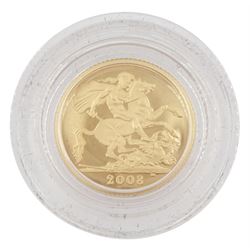 Queen Elizabeth II 2008 gold proof half sovereign coin, cased with certificate