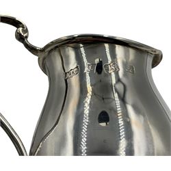 Group of silver, comprising Elizabeth II silver milk jug and sugar bowl, A T Cannon Ltd, Birmingham, 1975, pair of Italian silver pepperettes and silver plated pepperette and mustard and a silver plated salver