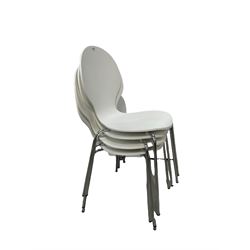 Set of four white Arne Jacobsen style chairs 