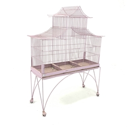 Large 20th century wire work birdcage in the form of a pagoda W100cm, H131cm, D41cm