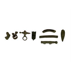 Medieval to Post-Medieval - collection of finger rings including signet ring, with two Medieval pendants, mostly copper alloy together with large collection of similar period clasps and watch fob, circa 1300-1750