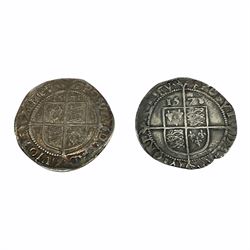 Queen Elizabeth I 1571 and 1578 hammered silver sixpence coins (2)