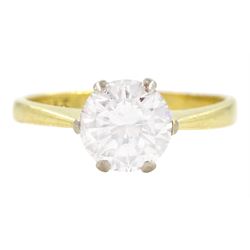 18ct gold single stone round brilliant cut diamond ring, London 1981, diamond approx 1.05 carat