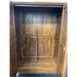 Barker & Stonehouse Santa Fe hardwood double wardrobe, with two panelled doors, enclosing hanging rail, W115cm, H164cm, D65cm. 