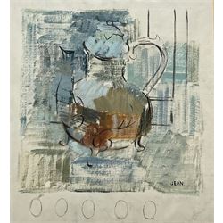 Attrib. Jean Bratby née Cooke (British 1927-2008): Abstract Still Life Study of a Teapot, oil on canvas laid onto board signed 'Jean' 40cm x 38cm