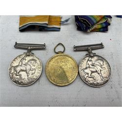 WWI pair to Pte T Fevre, Machine Gun Corps 86536, Victory medal to Pte H Fevre, Welsh Regt 48491, War medal to J E  Lee R.N.V.R. and George VI Long Service and Good Conduct medal to Staff Sargeant Harbisher ACC 