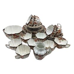 19th/ early 20th century floral shaped tea set, decorated in the Imari palette 