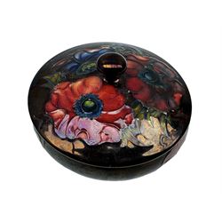 Walter Moorcroft 'Flambe Lustre' Anenome pattern bowl and cover, impressed marks, D15cm 