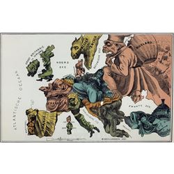 James Gillray (British 1756-1815): 'The Soldiers Return or Rare News for Old England' satire depicting Duke of York and his wife, hand-coloured etching pub. H Humphrey 1791; Caricature Map 'Europe in 1870' with countries as figures together with three military lithographs max 28cm x 20cm (5) 