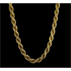18ct gold large rope twist necklace, stamped 750, approx 35.6gm