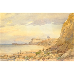 George Pycock Everett Green (British c.1811-1893): 'Whitby Abbey and Lighthouse', watercolour signed, titled and dated 1866 on the mount 34cm x 52cm