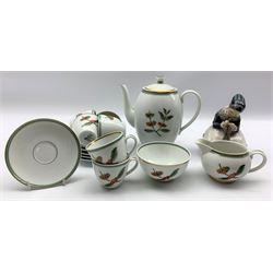 Royal Copenhagen figure of an Armager girl knitting H15cm No.1314 and a Royal Copenhagen coffee set decorated with floral sprigs, fifteen pieces