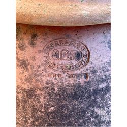 Terracotta rhubarb forcer, the lid inscribed 'Rubarb Forcer', stamped 'Terracino S.D.P.' 