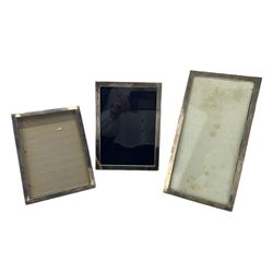  Silver photograph frame on easel stand 25cm x 13cm Birmingham 1946, another 20cm x 14cm and another 18cm x 13cm (3) 