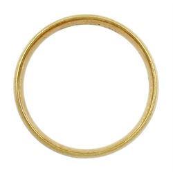 18ct gold wide wedding band, London 1976