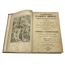 Sutcliffe - Rev Joseph.  The Complete Family Bible, second edition in two volumes, engraved frontispiece, six compartment spine with gilt lettering, full calf, large folio (2)
