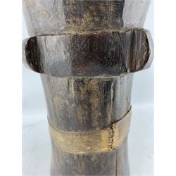 African wooden drum with hide banding H87cm
