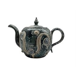 Peter Meanley (British 1944-): salt glazed teapot, impressed PM mark and dated 1991 H16cm approx