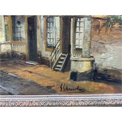 Continental School (20th century): Dutch Street Scene, oil on canvas indistinctly signed 49cm x 39cm