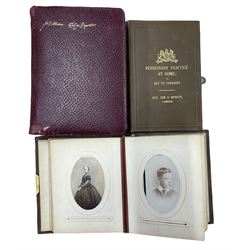 Victorian leather bound photograph album containing forty-five carte-de-visite style portrait photographs and other books
