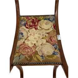 19th century walnut stool with seat upholstered in floral fabric 