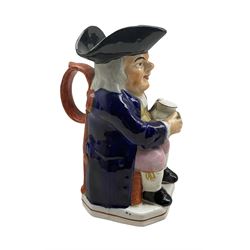 19th century Staffordshire pottery Toby Jug modelled as The Night Watchman and another (2)